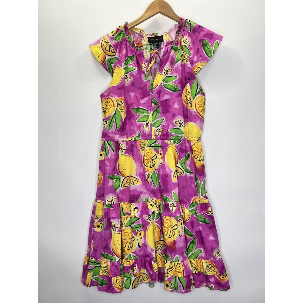 Donna Morgan Lemon Printed Flutter Cap Sleeve Ruf… - image 3